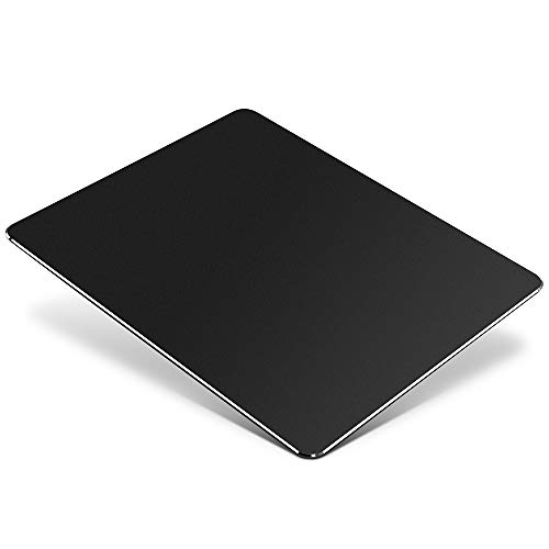 HONKID Metal Aluminum Mouse Pad, Office and Gaming Thin Hard Mouse Mat Double Sided Waterproof Fast and Accurate Control Mousepad for Laptop, Computer and PC,9.05'x7.08', Black