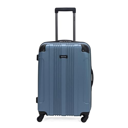 Kenneth Cole REACTION Out of Bounds Lightweight Hardshell 4-Wheel Spinner Luggage, Granite Blue, 24-Inch Checked