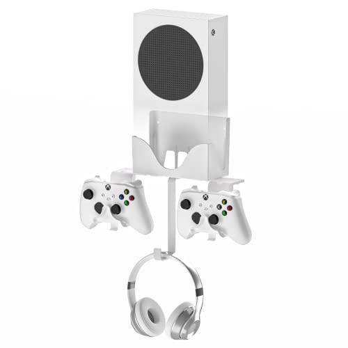 Hosanwell Xbox Series S Wall Mount, Xbox Series S Wall Mount Kit, with Detachable Controller Holder & Headphone Hanger Heat Dissipation (NOT for Xbox ONE S)