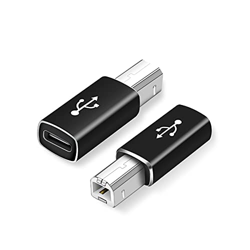 EBEETECH 2pcs USB C to Printer Adapters, USB C to USB B Adapters Compatible with DIMI, Google Chromebook Pixel, Electric Piano, HP Canon Printers, Synthesizer and More Type-C DevicesLaptops(Black)