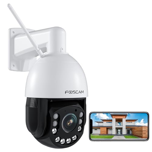 FOSCAM 4MP WiFi Outdoor Camera, 18X Optical Zoom with Auto Tracking, 2.4/5GHz WiFi Camera for Home Security, Person Vehicle Detection, 656ft Night Vision, 350°Pan 90°Tilt, Two-Way Audio, SD4H