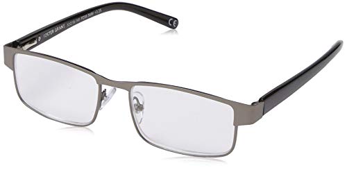 Foster Grant mens Leo Square Glasses Reading Glasses, Gunmetal/Transparent, 59 mm US