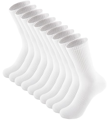 ACCFOD White Crew Socks for Women 6-9 Womens Athletic Cotton Long Socks High Tall Workout Socks