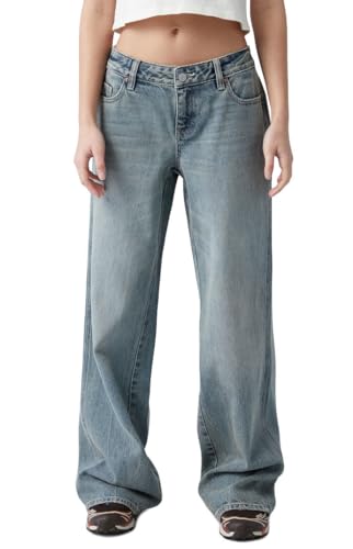 PacSun Women's Eco Dark Indigo Low Rise Baggy Jeans - Blue Size 25