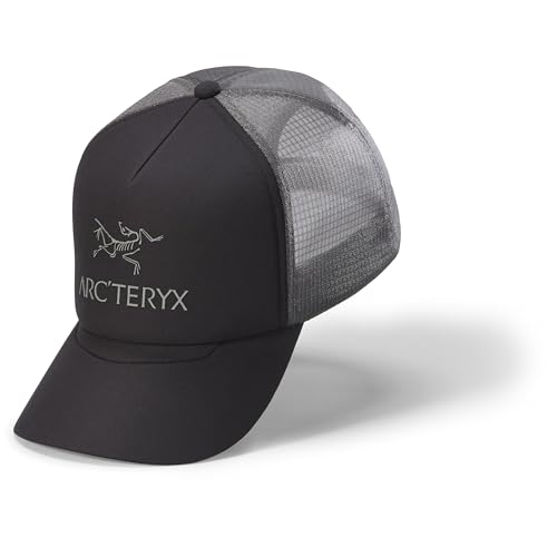 Arc'teryx Bird Word Trucker Curved Hat | Light Breathable Trucker Hat with Our Word Logo | Black/Graphite, One Size