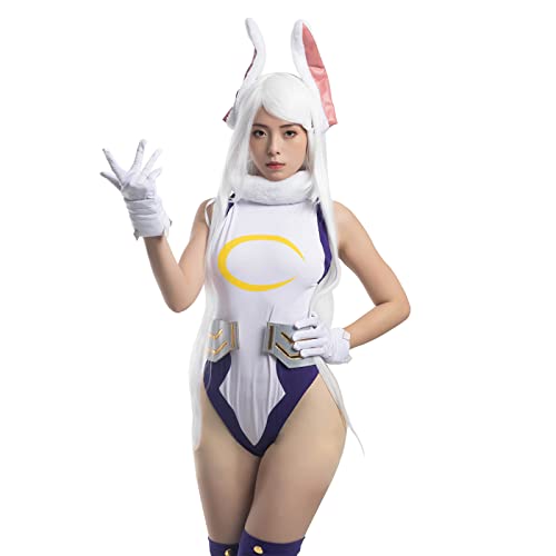 Nuoqi Miruko Cosplay MHA Rabbit Hero Mirko Cosplay Bunny Costume Bodysuit Bunny Hero Suit L/XL