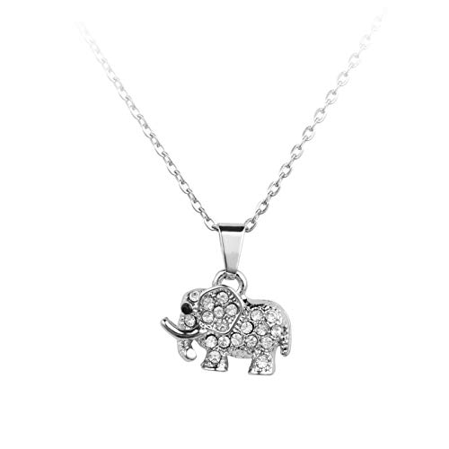 MiniJewelry Lucky Elephant Necklace Cute Zoo Animal Pendant Necklaces Gift for Women Girls Duaghter Granddaughter Family Birthday Christmas Clear CZ