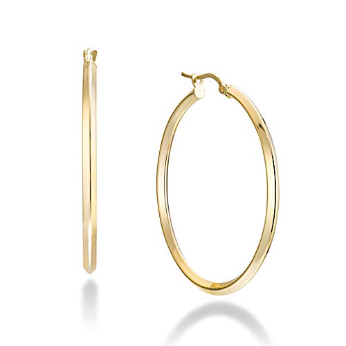 Miabella 18K Gold Over 925 Sterling Silver 2.5mm High Polished Knife Edge Hoop Earrings for Women Teen Girls Made in Italy (40mm (1 5/8 Inch))