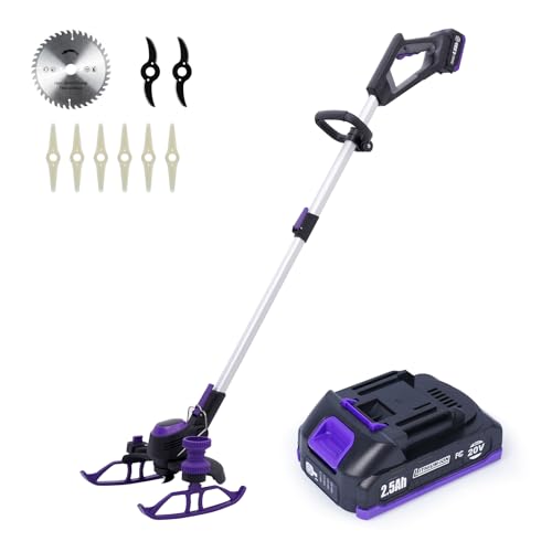 Electric Weed Wacker, PATIOX Weed Eater Cordless, 20V Weed Trimmer with 3 in 1 Blade (Lawn Trimmer/Grass Edger/Cutter) and Charger (One 2.5Ah Battery)