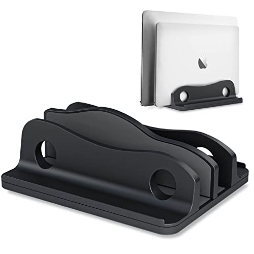 Vertical Laptop Stand Holder - Double Slot Desktop Aluminum Vertical Stand with Adjustable Dock Size (Up to 17.3 inches) for MacBook,Dell,Lenovo,Hp,and More on Your Desk