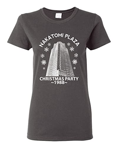 Nakatomi Plaza Christmas Party 1988 Classic McClane Ugly Christmas Sweater Womens Graphic T-Shirt, Charcoal, X-Large