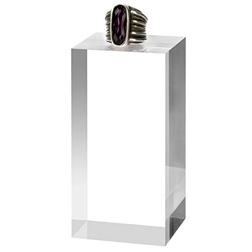 RY DISPLAY Clear Acrylic Display Block Rectangle Solid Acrylic Holder Stands for Jewelry Ring Clear Polished Acrylic Cube Display Block (2''x2''x4'')