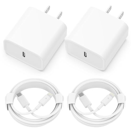 Phone Charger, 2 Pack 20W PD USB C Wall Fast Charger Adapter with 2 Pack 6FT Type C to Lightning Cable Compatible for iPhone 14 13 12 11 Pro Max XR XS X,iPad