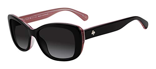 Kate Spade New York Women's Claretta Polarized Rectangular Sunglasses, Black & Pink, 53 mm
