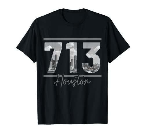 Houston 713 Area Code Skyline Texas Pride Vintage T-Shirt