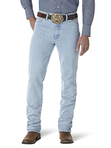 Wrangler Men's Cowboy Cut Slim Fit Jean, Gold Buckle Bleach, 28W x 34L