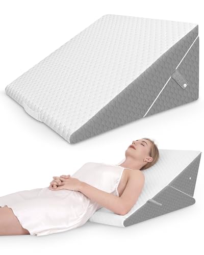 Forias Wedge Pillow for Sleeping 7-in-1 Foldable Bed Wedge Pillow for After Surgery 9 &12 Inch Adjustable Memory Foam Triangle Pillow Wedge for Acid Reflux Gerd Snoring Back Knee Pain