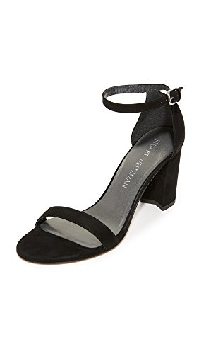 Stuart Weitzman Women's NEARLYNU Heeled Sandal, Black Patent, 10 Medium US
