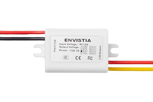 Envistia Miniature 12V to 5V Step Down DC to DC Voltage Converter 3A 15W Waterproof Power Supply Module
