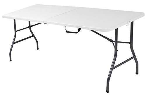 CoscoProducts Fold-in-Half Banquet Table w/Handle, 6 Foot, White