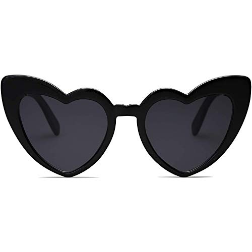 boqopod Clout Heart Shaped Sunglasses Goggles Vintage Cat Eye Mod Style Retro Kurt Cobain Glasses (Black)