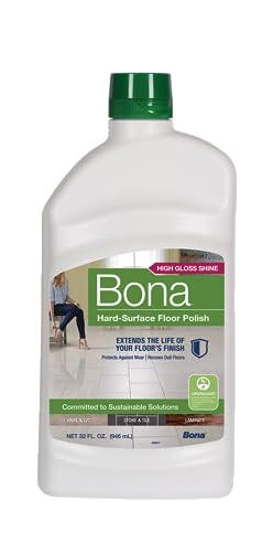 Bona Multi-Surface Floor Polish - 32 fl oz - High Gloss Shine - 32 oz covers 500sq ft of flooring - for use on Stone, Tile, Laminate, and Vinyl Floors