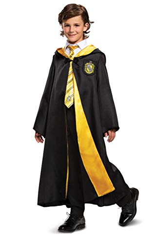 Disguise Harry Potter Hufflepuff Robe Deluxe Children's Costume Accessory, Black & Yellow, Kids Size Small (4-6)