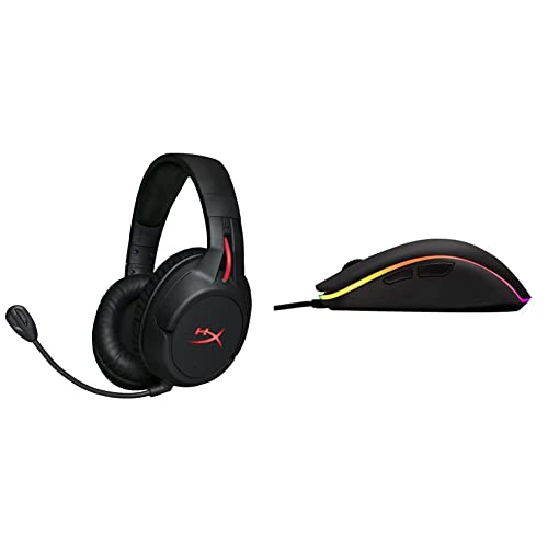 HyperX Cloud Flight - Wireless Gaming Headset - 30 Hour Battery Life - Immersive In Game Audio and HyperX Pulsefire Surge - RGB Gaming Mouse, 360° RGB Light Effects and Macro Customization