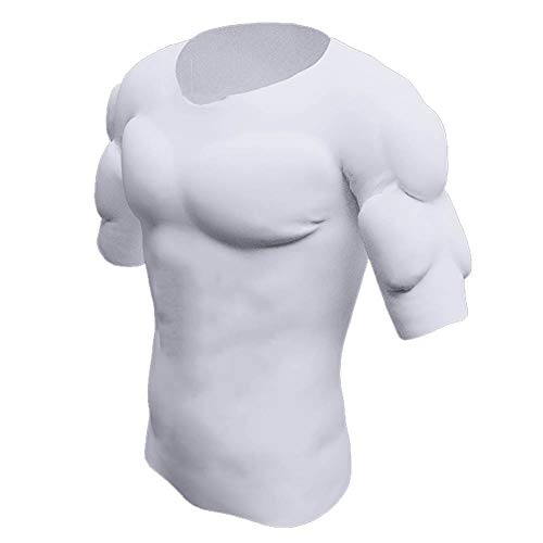 Ypnrd Adult Muscle Suit Fake Chest Ice Silk Enhancer Shaper Quick Drying Undershirt,White,L