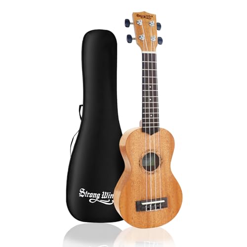 Strong Wind Soprano Ukulele for Beginners Solid Mahogany 21 Inch Ukelele for Adult Starters Ukalalee With Gig Bag(Soprano 21inch)