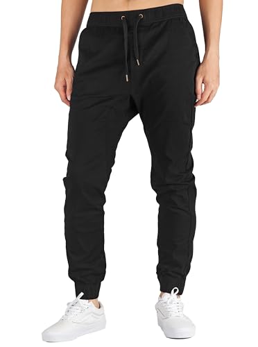 ITALYMORN Black Joggers Men with Pockets (Black, Large)