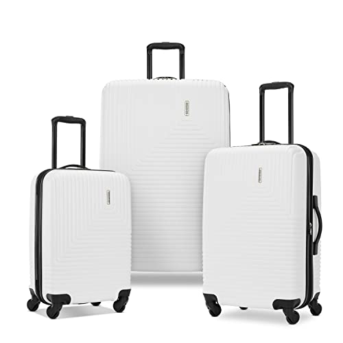 American Tourister Groove Hardside Luggage with Spinner Wheels, White, 3-Piece Set (Carry On, Medium, Large)