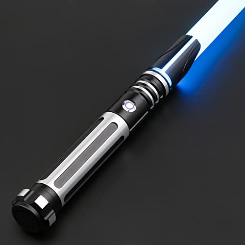 ANASABER Dueling Light Saber, Motion Control Lightsabers for Adults,Smooth Swing Light Saber with 10 Sound Fonts,RGB 12 Colors Changeable, Metal Hilt for Halloween Cosplay Party, Black,S9