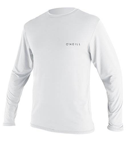 O'Neill Wetsuits Men's Basic Skins 30+ Long Sleeve Sun Shirt Rash Guards, White, Medium US