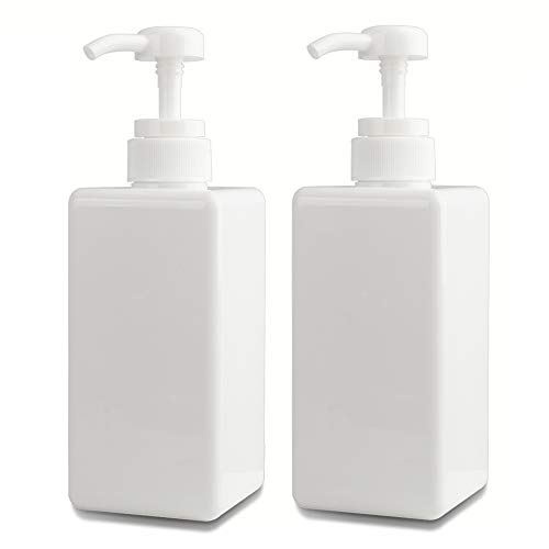 22oz / 650ml Empty Plastic Pump Bottles, Refillable Lotion Soap Dispenser Liquid Container for Kitchen or Bathroom Soaps Shampoo and Body Wash, 2 Pack White