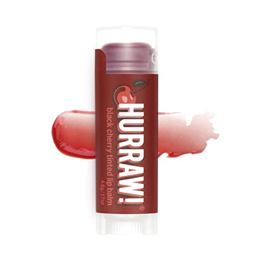 Hurraw! Black Cherry Tinted Lip Balm: (Sheer Red Tint) Organic, Certified Vegan, Cruelty and Gluten Free. Non-GMO, 100% Natural Ingredients. Bee, Shea, Soy and Palm Free. Made in USA