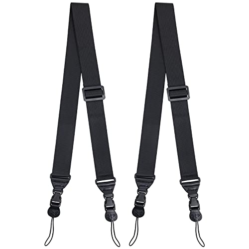 GROLEOA [2 Pack] Replacement Shoulder Strap Universal Adjustable Shoulder Strap for Laptop iPad Tablet Phone Case Messenger Camera Luggage Duffel Bag, Nylon Neck Strap 32'-61', Black