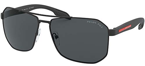 Prada Linea Rossa PS 51VS - DG05Z1 Sunglasses BLACK RUBBER w/POLAR GREY 62mm