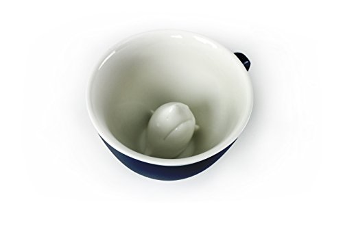Creature Cups SHARK Ceramic Cup (11 Ounce, Deep Blue Exterior) - 3D Animal Inside Mug - Birthday, Holiday, and Housewarming Drinkware Gift for Coffee & Tea Lovers