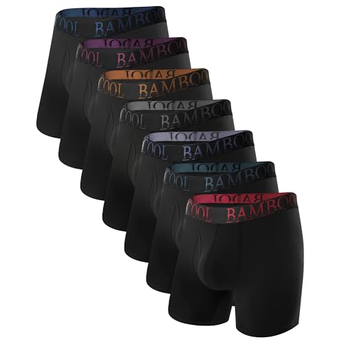 BAMBOO COOL Men’s Underwear Boxer Briefs 7-Pack Breathable and Soft with Fly Underwear for Men