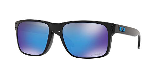 Oakley Men's OO9102 Holbrook Square Sunglasses, Polished Black/Prizm Sapphire, 57 mm
