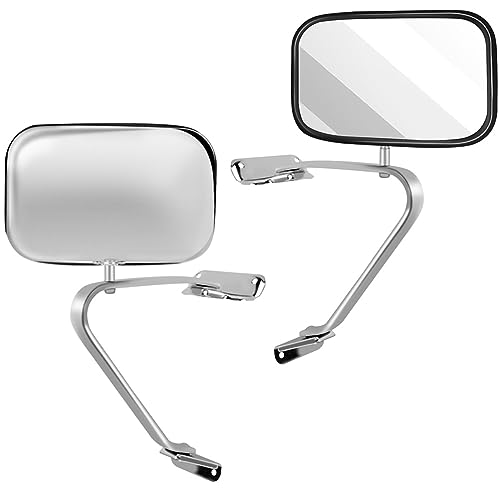 SCITOO Towing Mirrors Pair Chrome Side View Mirror by Replacement Mirror fit 80-96 for Ford F150 F250 F350 F450 Ranger Bronco Explorer Truck Pickup Plastic