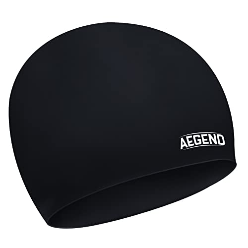 Aegend Unisex Swim Caps Silicone Swimming Cap Adult for Men, Women, Youth, Easy to Put On and Off, 2 Sizes to Choose