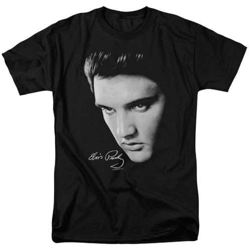 Popfunk Elvis Presley Signature Heartthrob Music T Shirt & Stickers (Large) Black