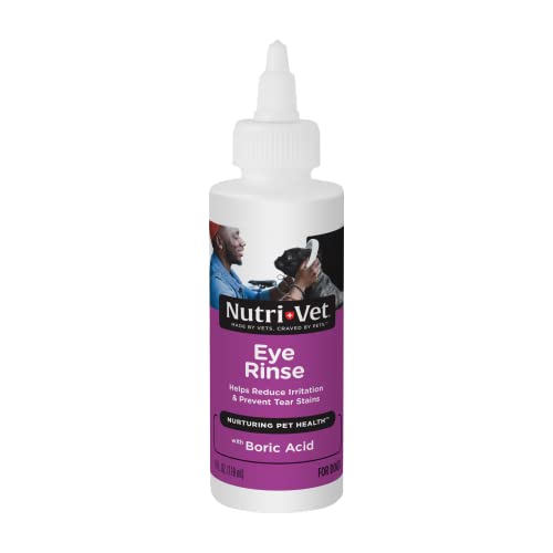 Nutri-Vet Eye Rinse for Dogs - Gentle Formula to Soothe Irritated Eyes and Prevent Tear Stains - 4 oz
