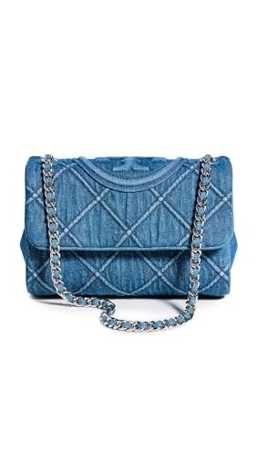 Tory Burch Women's Fleming Soft Denim Small Convertible Shoulder Bag, Denim, Blue, One Size