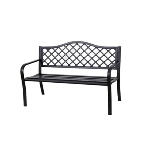 Four Seasons Courtyard Outdoor Park Bench Backyard Garden, Front Porch, or Walking Path Furniture Seating with Powder Coated Steel Frame, Black