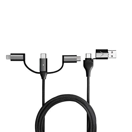 Futurizta Tech [Upgraded] Zeus-X 6-in-1 Universal Multi Cable (6.6ft/2m) Fast Charging 60W Laptop PD, QC3.0 & 27W iPhone Fast Charging & Data Sync, Military Grade Braided with Cable Organizer Strap