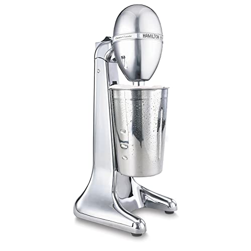 Hamilton Beach DrinkMaster Electric Drink Mixer, Restaurant-Quality Retro Milkshake Maker & Milk Frother, 2 Speeds, Extra-Large 28 oz. Stainless Steel Cup, Classic Chrome