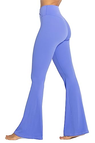 Sunzel Flare Leggings, Crossover Yoga Pants with Tummy Control, High Waisted and Wide Leg, No Front Seam Periwinkle Large